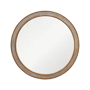 30 inch round mirror circular mirror of Uttermost Square-Cut Gleam Round Wall Mirror with white background